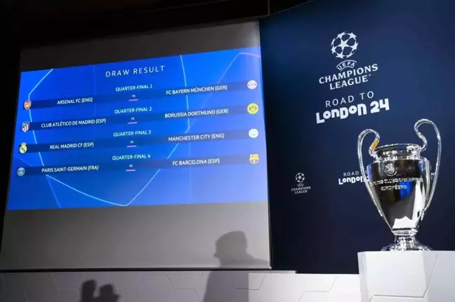 UEFA Şampiyonlar Ligi'nde Çeyrek Final ve Yarı Final Eşleşmeleri Belli Oldu