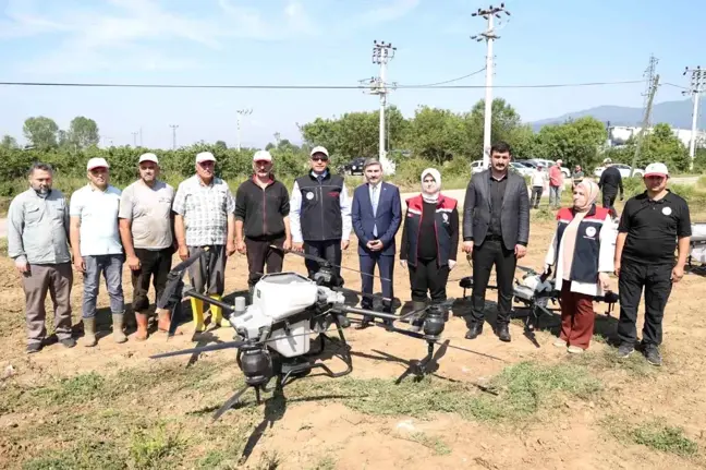 Düzce'de Konuralp pirinci çeltik ekimi drone ile gerçekleştirildi