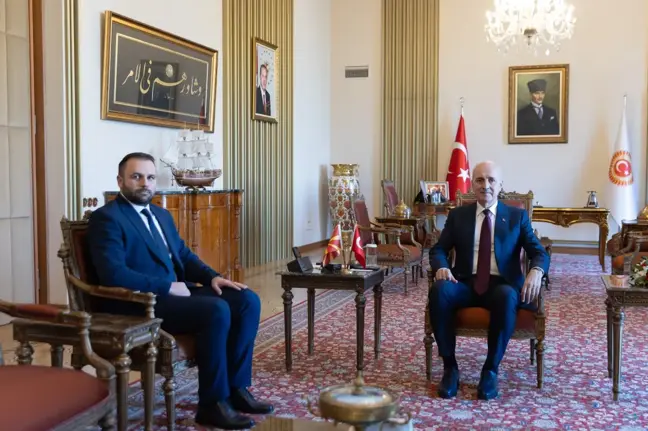 TBMM Başkanı Numan Kurtulmuş, Kuzey Makedonya Ekonomi ve Çalışma Bakanı'nı Kabul Etti