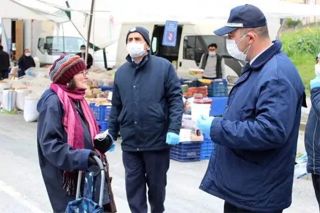 Büyükçekmece'de pazar tezgahlarına Korona virüs denetimi