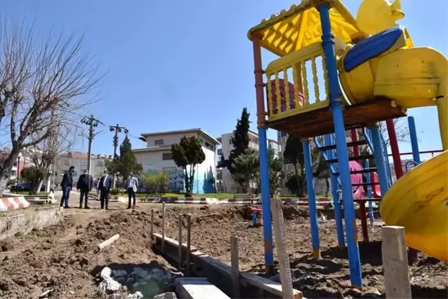 Çan'da yeşil alan çalışmaları sürüyor