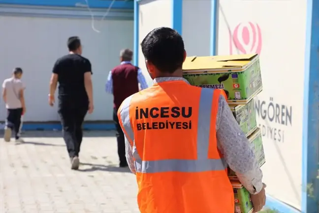 İncesu Belediyesi, Göksun'daki depremzedelere 2 ton üzüm dağıttı