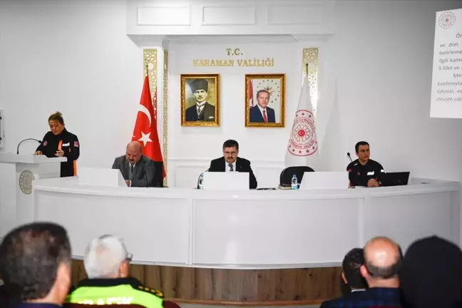 Karaman Valisi Hüseyin Engin Sarıibrahim Başkanlığında Kış Mevsimi Tedbirleri Toplantısı Yapıldı