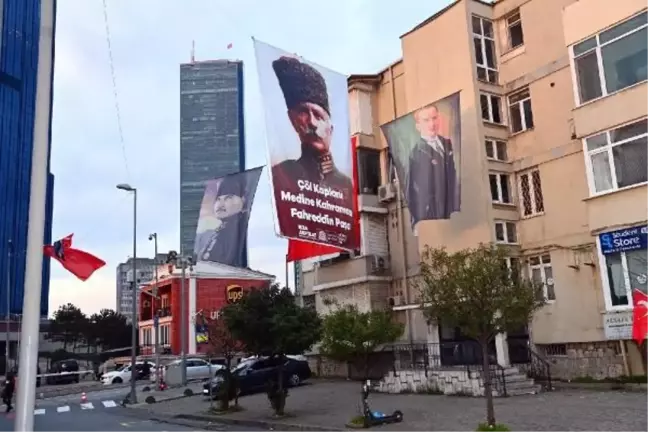 Beşiktaş Belediyesi, Suudi Arabistan İstanbul Başkonsolosluğu'nun yerine Atatürk ve Fahreddin Paşa'nın görsellerini astı