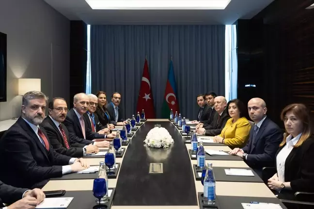 TBMM Başkanı Numan Kurtulmuş, Azerbaycan Milli Meclisi Başkanı Sahibe Gafarova ile Görüştü
