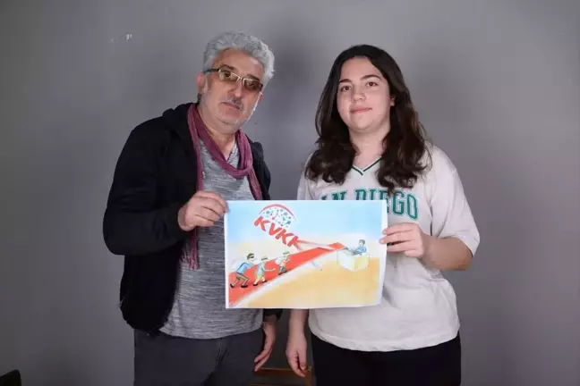 Sinop Boyabat Şehit Ersoy Gürsu Anadolu Lisesi öğrencisi Zeynep Türkmen, KVKK karikatür yarışmasında ikinci oldu