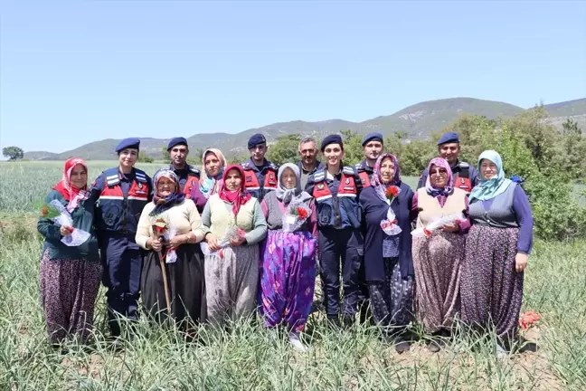 Kastamonu'da jandarma ekipleri tarlada çalışan kadınların Anneler Günü'nü kutladı