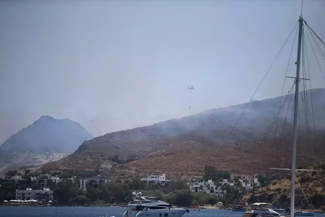 Bodrum'da çıkan yangın havadan ve karadan müdahaleyle söndürüldü