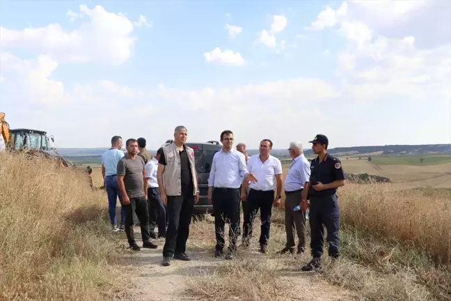 Edirne'nin Meriç ilçesinde çıkan orman yangınında zarar gören alanda inceleme yapıldı