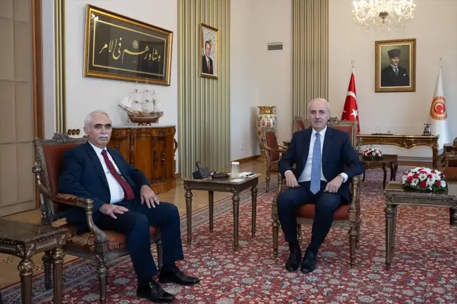 TBMM Başkanı Numan Kurtulmuş, Anayasa Mahkemesi Başkanı Kadir Özkaya'yı kabul etti