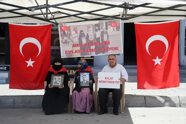 Muş'ta çocuklarını terör örgütü PKK'dan kurtarmak isteyen aileler DEM Parti önünde eylemlerine devam ediyor