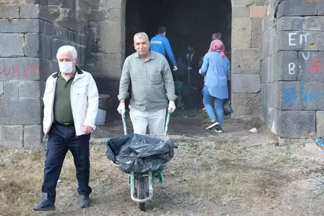 Erzurum'da Osmanlı-Rus Savaşı'ndan Kalan Tabyada Mıntıka Temizliği Yapıldı