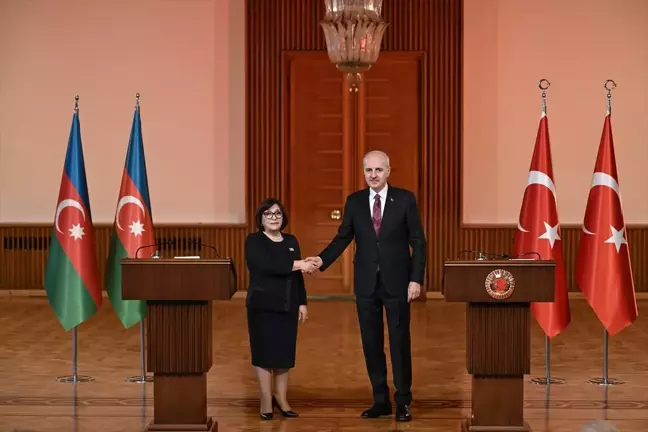 Azerbaycan Milli Meclis Başkanı Gafarova, TBMM'de Kurtulmuş ile ortak basın toplantısında konuştu