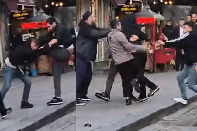 Eminönü'nde 2 grup yumruklarla sopalarla birbirine girdi