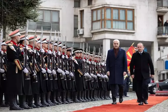 TBMM Başkanı Numan Kurtulmuş, Kuzey Makedonya Meclisi'nde Resmi Törende Karşılandı