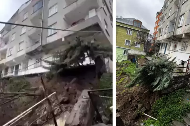 Beyoğlu'nda istinat duvarı çöktü, iki bina boşaltıldı