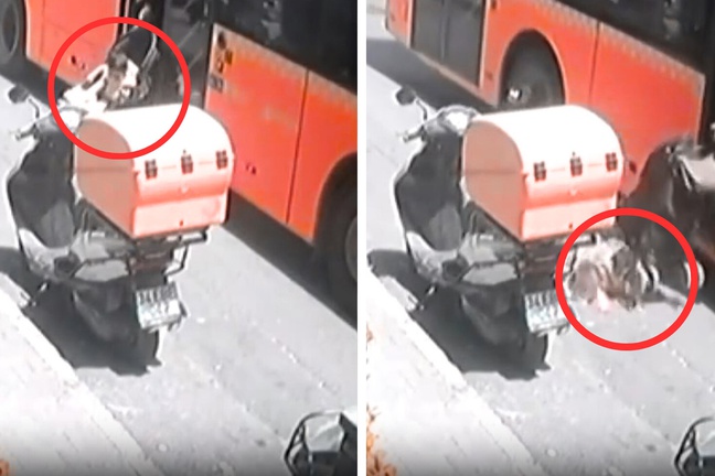 Şoförün dikkatsizliği faciaya neden oluyordu! Bebek arabası kapıya sıkıştı, çocuk yere düştü