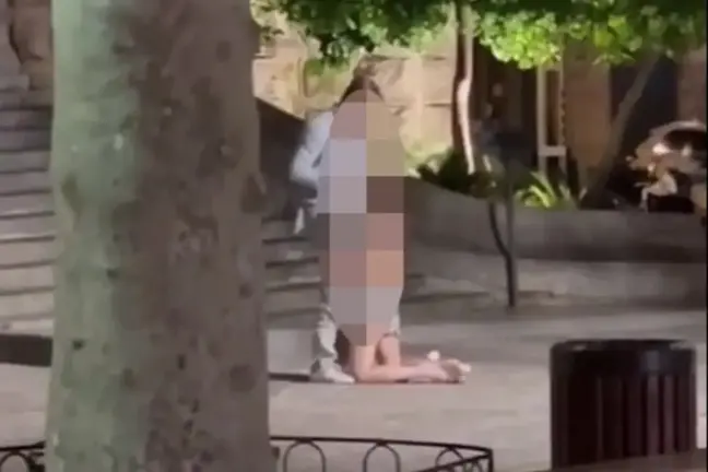 Kimseyi umursamadan tarihi bina önünde ilişkiye girdiler