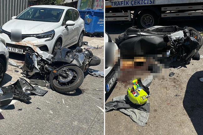 Kan donduran kaza! Motosikletlinin ayağı koptu