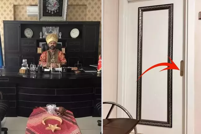 Seçime böyle gidiyor: Makam odasında padişah kıyafetiyle poz veren oda başkanı