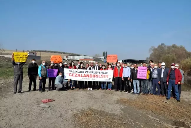 Balık ölümlerinin yaşandığı derede maskeli basın açıklaması