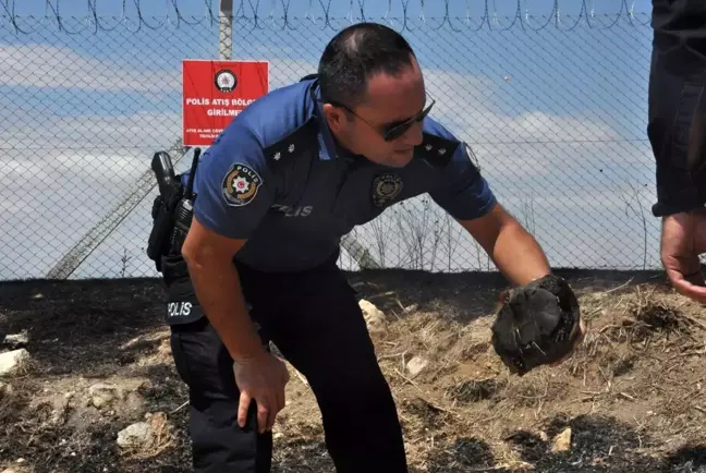 Atış poligonunda çıkan yangında kaplumbağayı yanmaktan polisler kurtardı