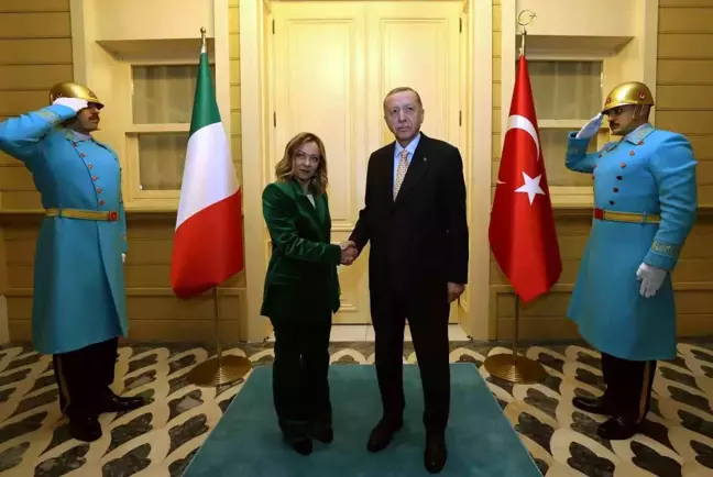 Cumhurbaşkanı Erdoğan, İtalya Başbakanı Meloni'yi Kabul Etti