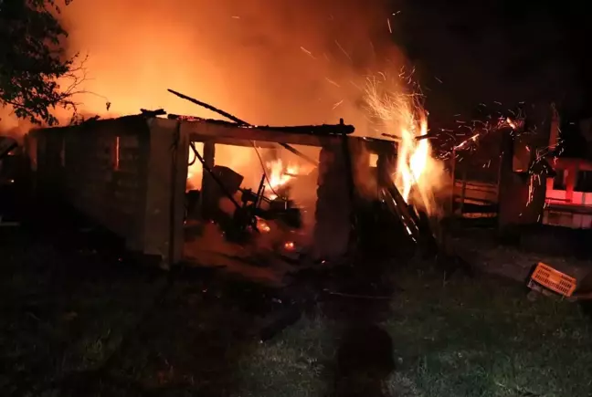 Bolu'da çıkan yangında ahır, samanlık ve garajlar küle döndü