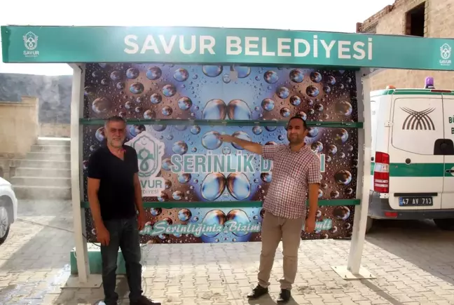 Savur'daki duraklar serinletiyor