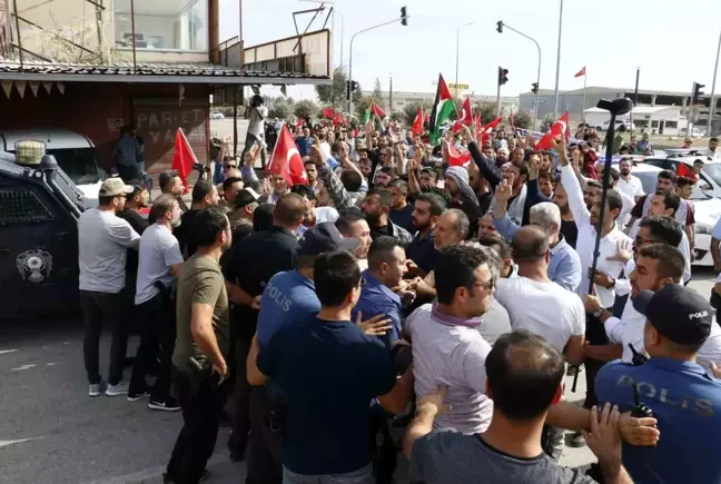 Gaziantep'ten gelen bir grup İncirlik Üssü'nde İsrail'i protesto etti arbede yaşandı