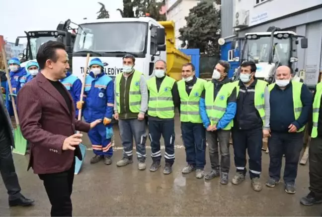 İstanbul'da beklenen kar yağışı için Tuzla'da önlemler alındı