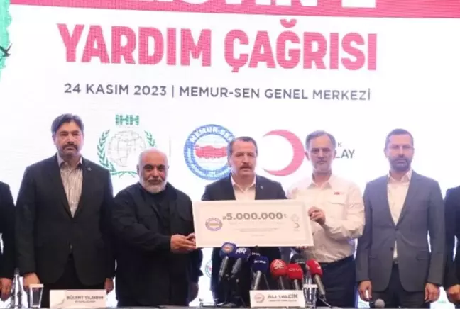 Memur-Sen, Filistinli sivillere yardım için 5 milyon TL bağışladı