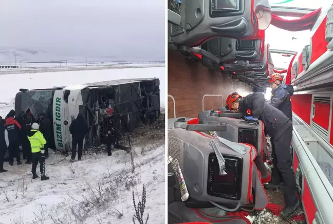 Kars'ta can pazarı! Yolcu otobüsü şarampole devrildi