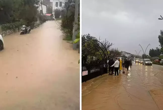 Muğla'da kuvvetli yağış hayatı felç etti