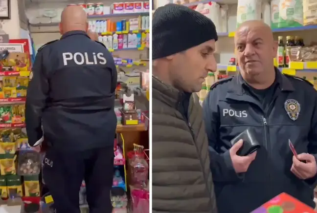 Mahalle bakkalına giden polis memurunun hareketi sosyal medyayı ikiye böldü