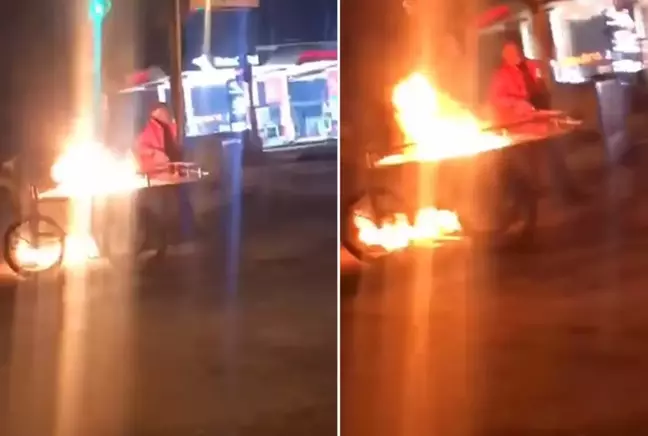 Alkollü seyyar satıcı, meyve tezgahını ateşe verdi