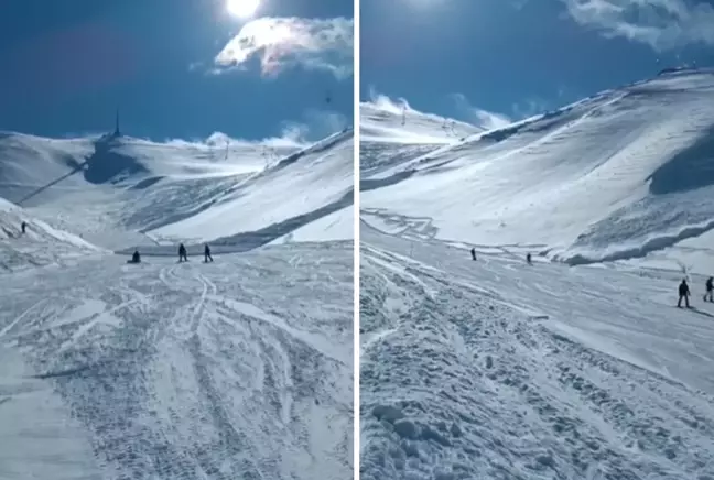 Palandöken'de korku dolu anlar! Kayak merkezine çığ düştü