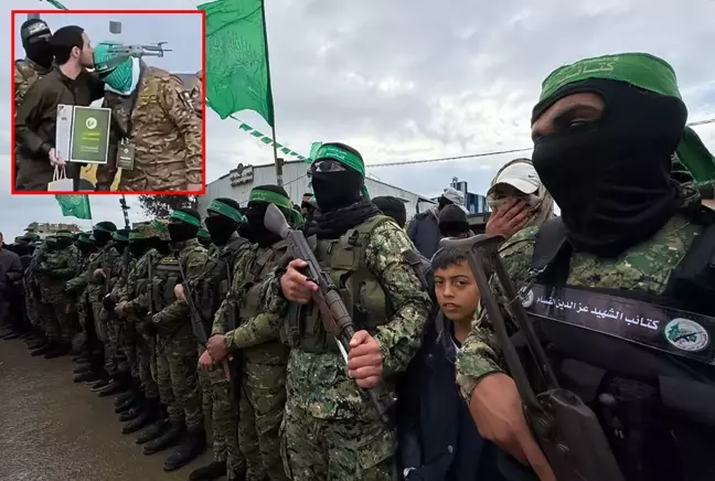 Gazze'de son takas! İsrailli esir serbest bırakılırken Hamas mensubunu alnından öptü