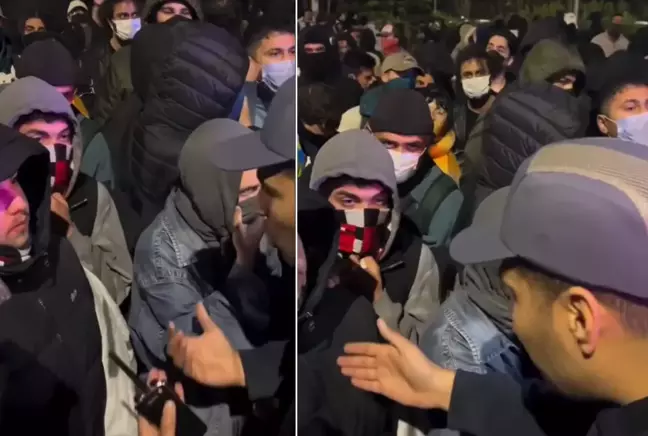 Polis amiriyle eyleme katılan öğrenciler arasında dikkat çeken diyalog