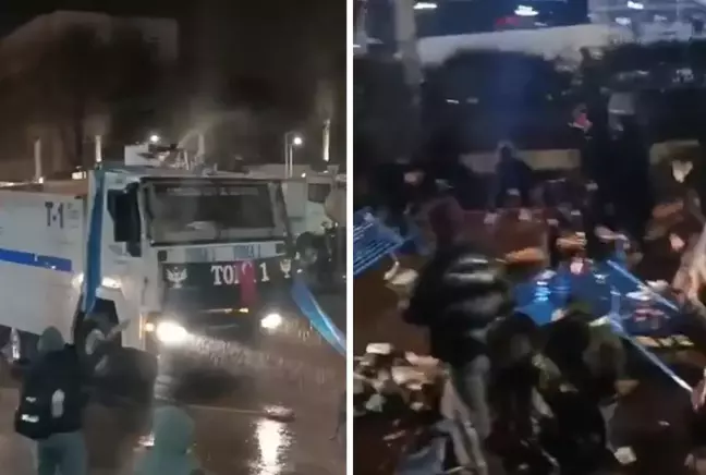 TOMA'ya saldıran yüzü maskeli kişiler tepki çekti