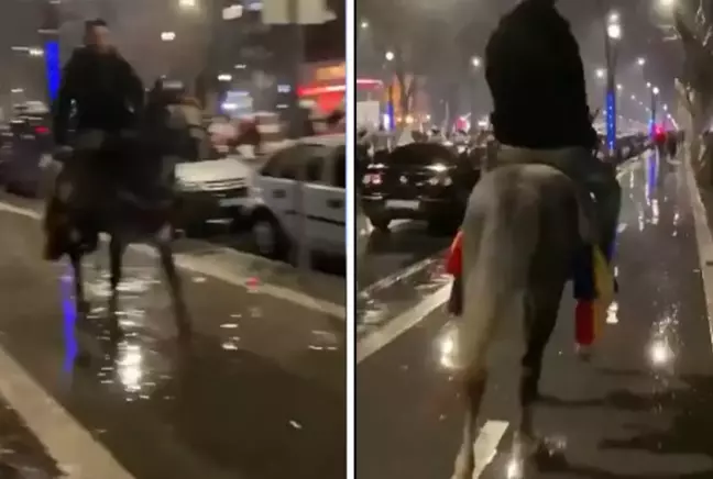 Saraçhane'deki mitinge atla giden protestocu böyle görüntülendi