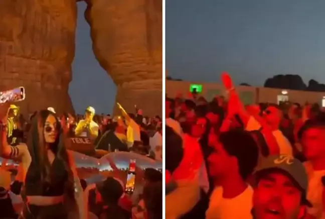 Suudi Arabistan'dan dikkat çeken parti görüntüleri! Yapıldığı yer de bir o kadar ilginç
