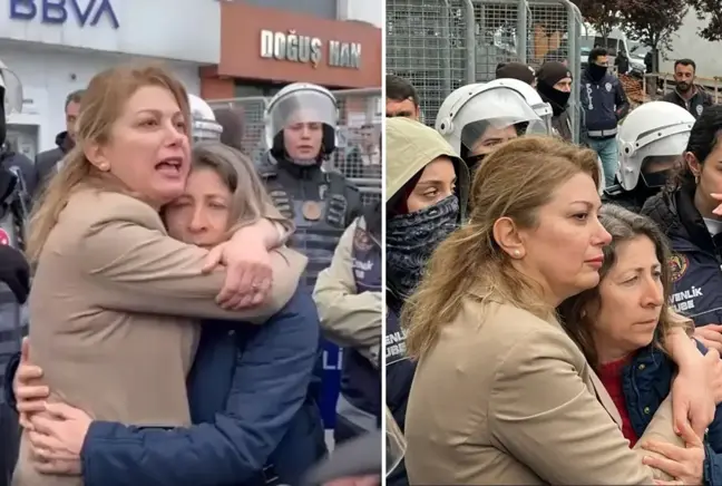 Gözaltına alınmak istenen muhtara sıkı sıkı sarıldı: Onu size vermeyeceğim