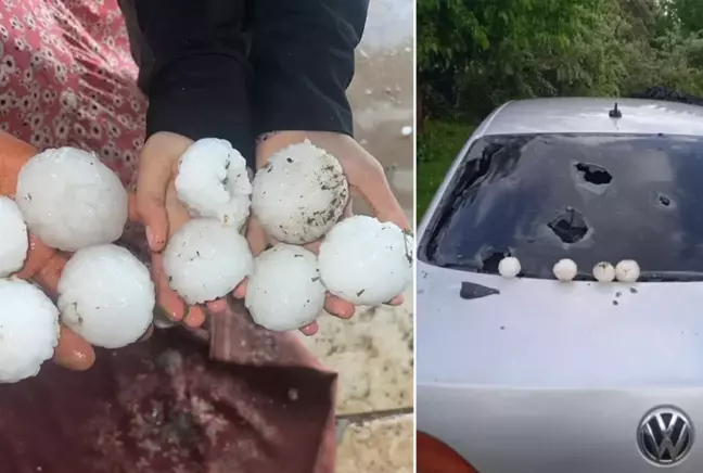 Şanlıurfa'da kar topu büyüklüğünde dolu yağdı
