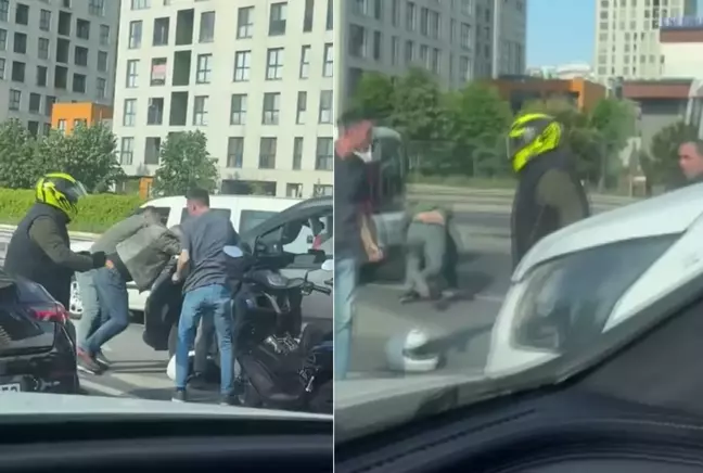 Ortalık fena karıştı! Akan trafikte yerde yuvarlandılar