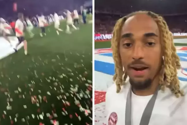 Sacha Boey Bayern Münih'in şampiyonluk kutlamasına