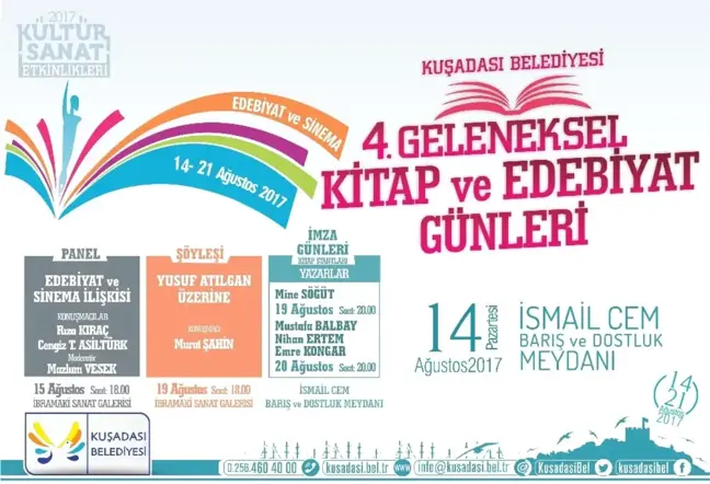 Kuşadası Belediyesi 4. Kitap ve Edebiyet Günleri 14 Ağustos'ta Başlıyor