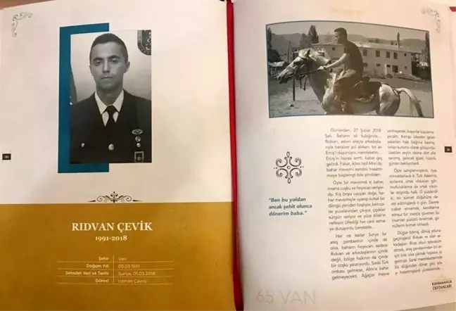 Ercişli Şehit Rıdvan Çevik'in adı kitapta yaşatılacak