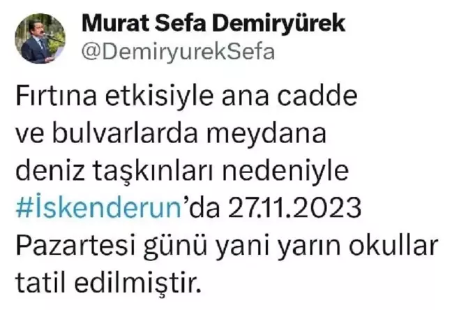 EĞİTİME BİR GÜN ARA VERİLDİ