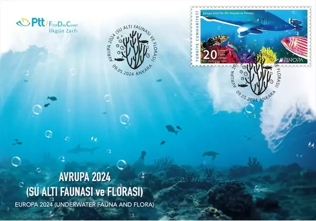PTT AŞ'den Avrupa 2024 (Su Altı Faunası ve Florası) Anma Pulü ve İlk Gün Zarfı